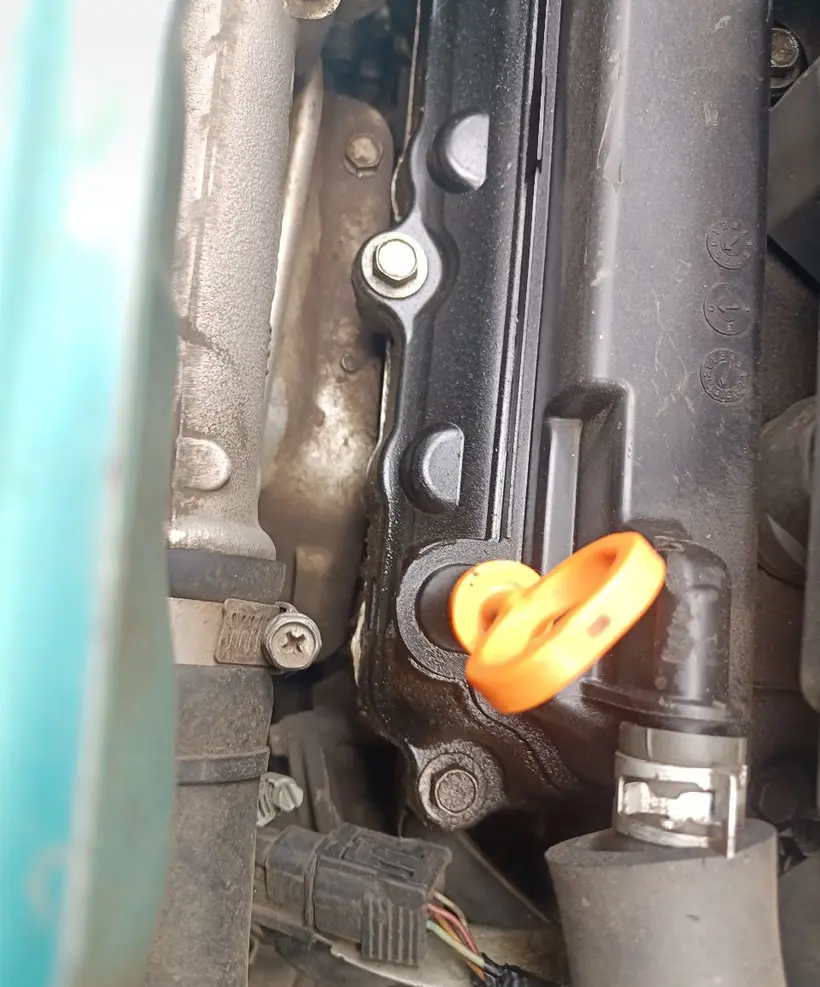 Engine bay inspection close-up