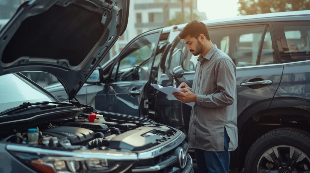 mechanic performing a full car inspection